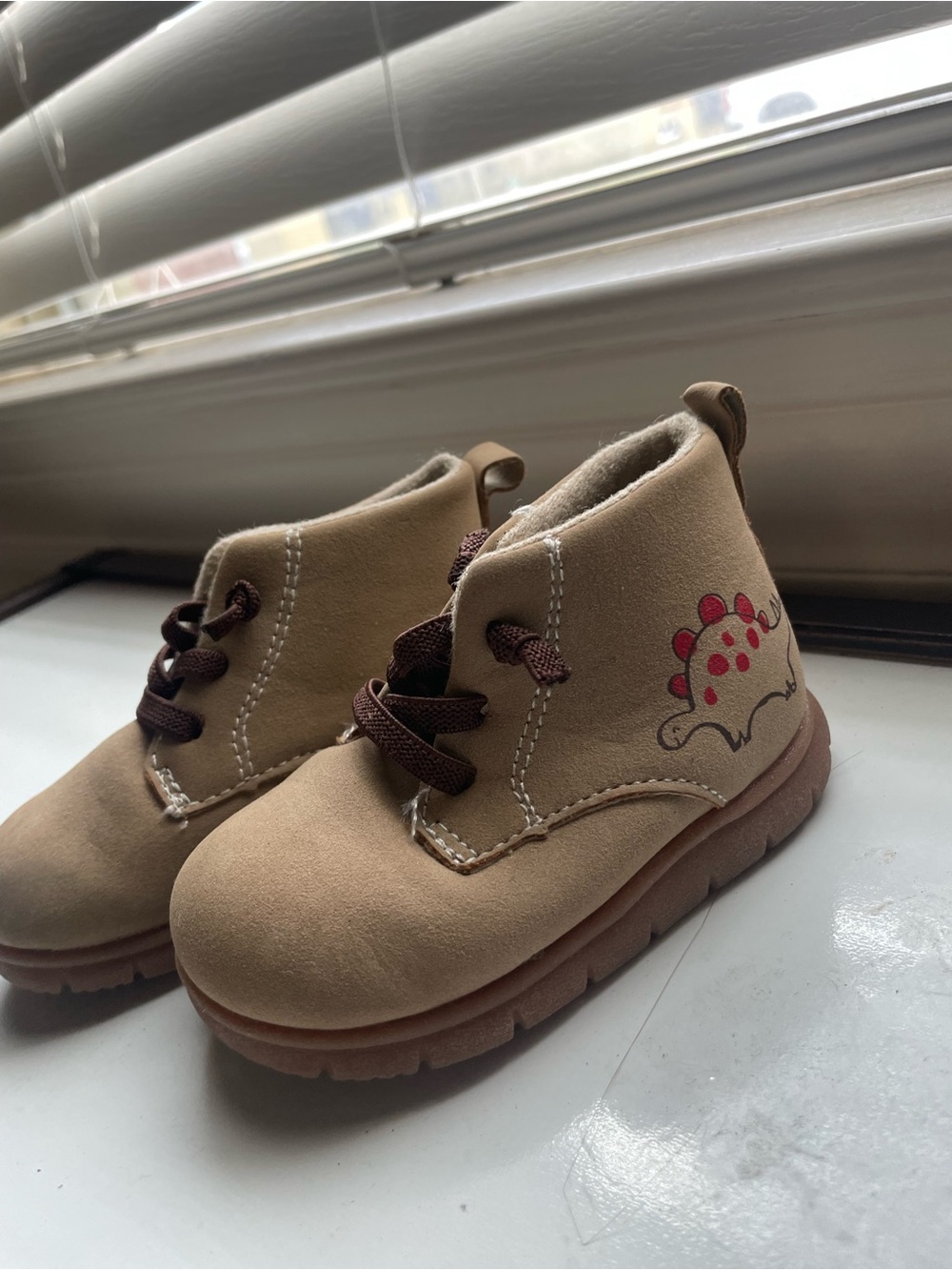 Kids' Tan Dino Lace-Up Boots
